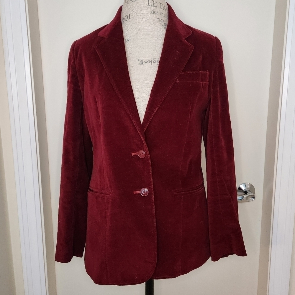 80s Burgundy Velvet Blazer Jacket